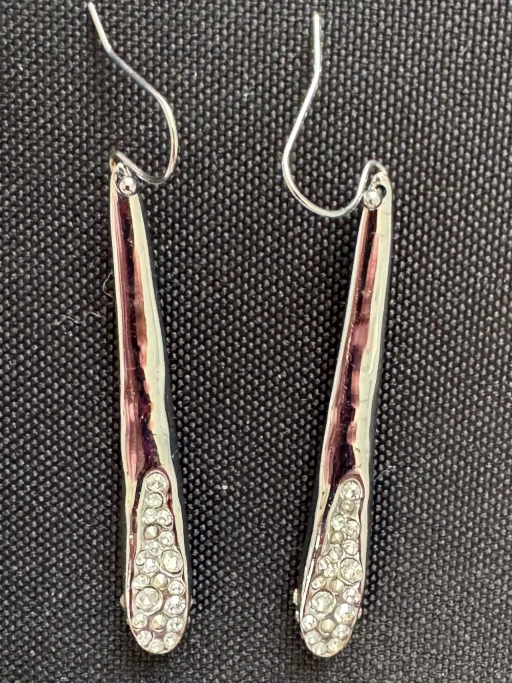 Silver Dangle Earrings Smattered with "Diamonds"
